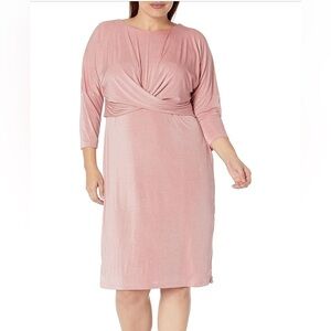 NWT London Times Women's Petite Size 3/4 Sleeve Criss Cross Waist Dress